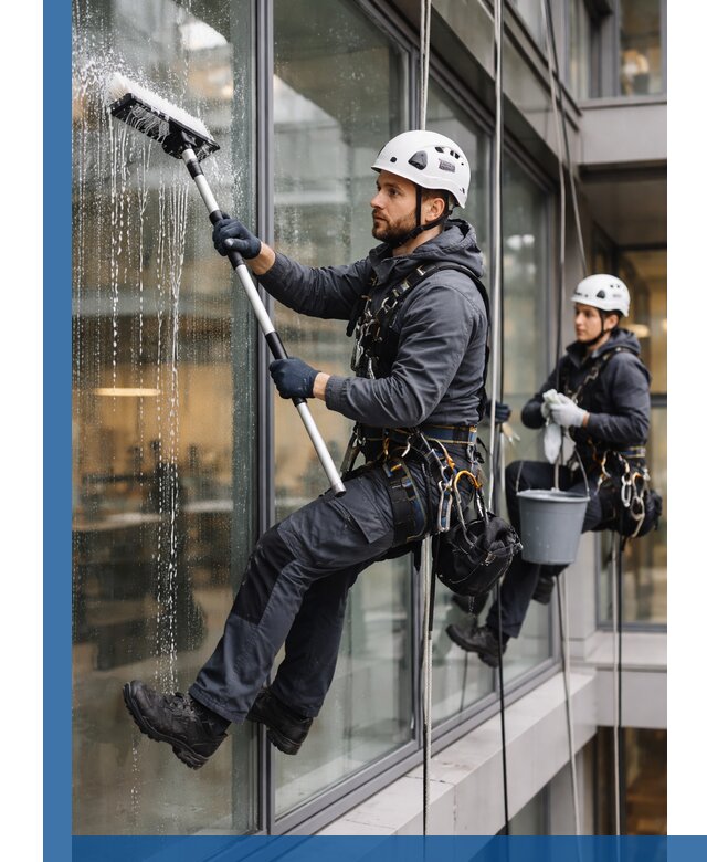 Профессиональная мойка витражей промышленными альпинистами в Белореченске