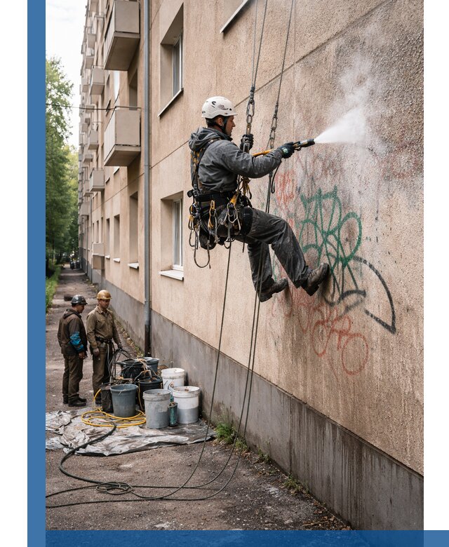 Удаление граффити с фасада в Белореченске без следов и повреждений