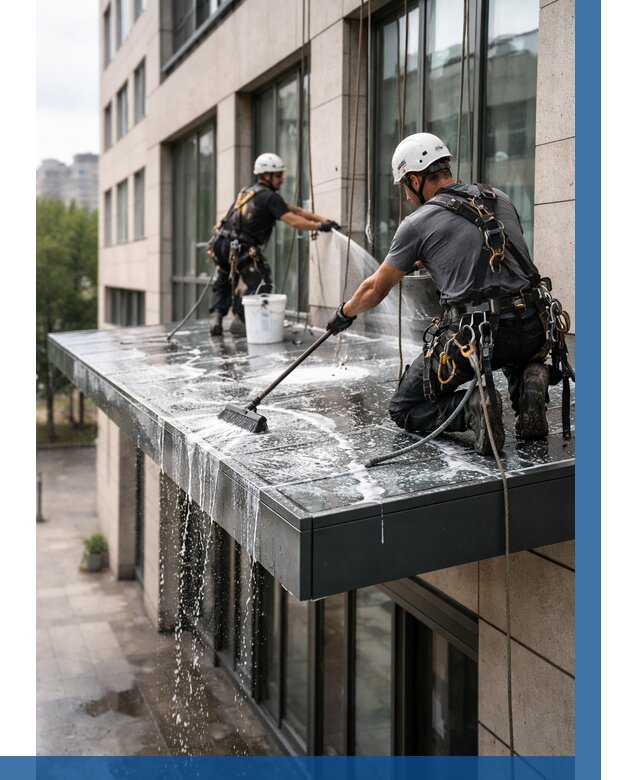 Мойка козырьков и навесов в Белореченске от 3550 р. | ВЫСОТНИК-Блч