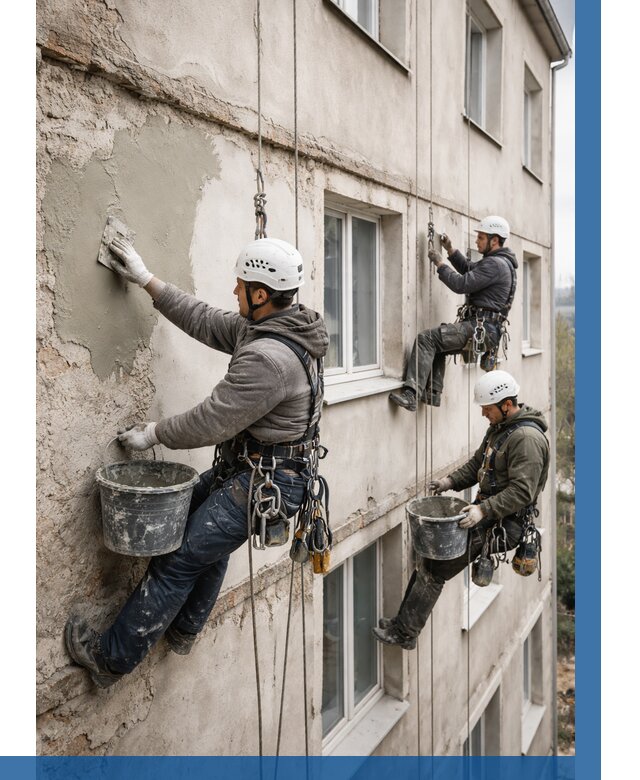 Ремонт штукатурного фасада в Белореченске от 761 р. под ключ | ВЫСОТНИК-Блч