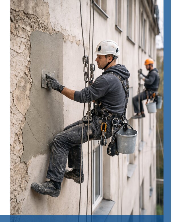 Восстановление штукатурки фасада в Белореченске от 1217 р. | ВЫСОТНИК-Блч