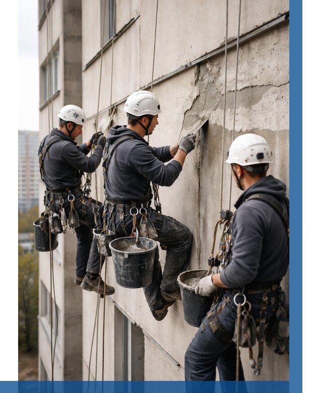 Ремонт бетонных элементов фасада в Белореченске от 2536 р. | ВЫСОТНИК-Блч