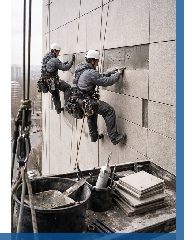 Ремонт фасада из керамогранита в Белореченске от 2536 р. | ВЫСОТНИК-Блч