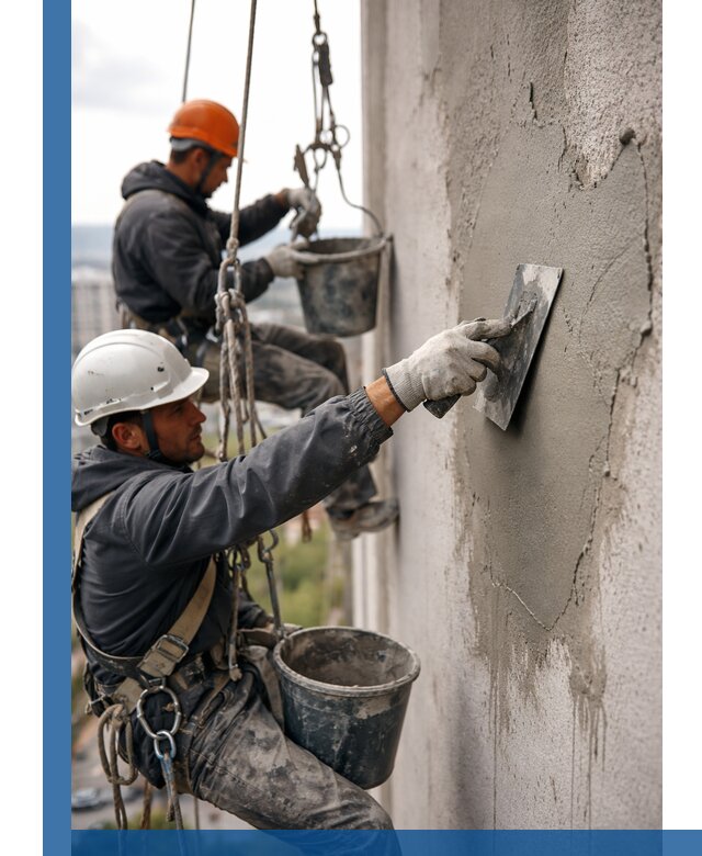 Штукатурка фасада на высоте в Белореченске профессиональные работы