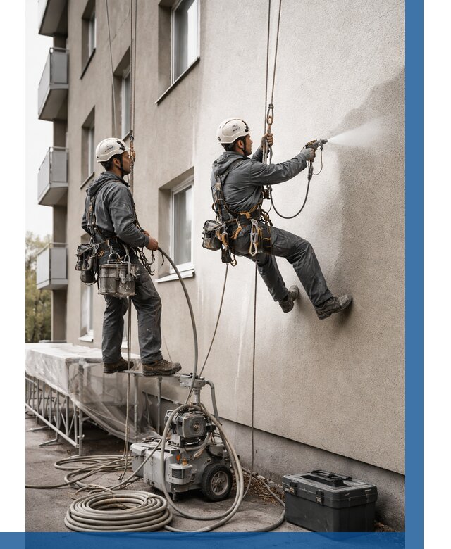 Безвоздушная покраска фасада в Белореченске от 223 р/м² | ВЫСОТНИК-Блч