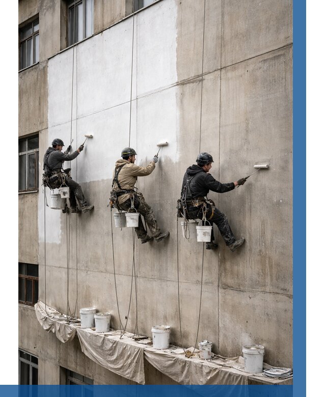 Покраска бетонного фасада в Белореченске от 355 р за м2 | ВЫСОТНИК-Блч