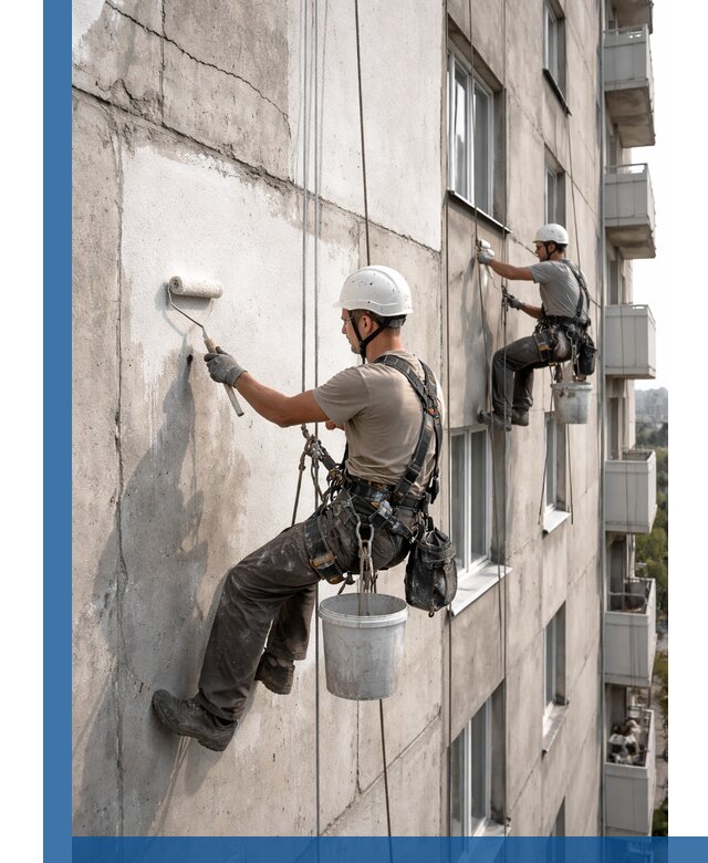 Покраска бетонного фасада в Белореченске для жилых и промышленных объектов