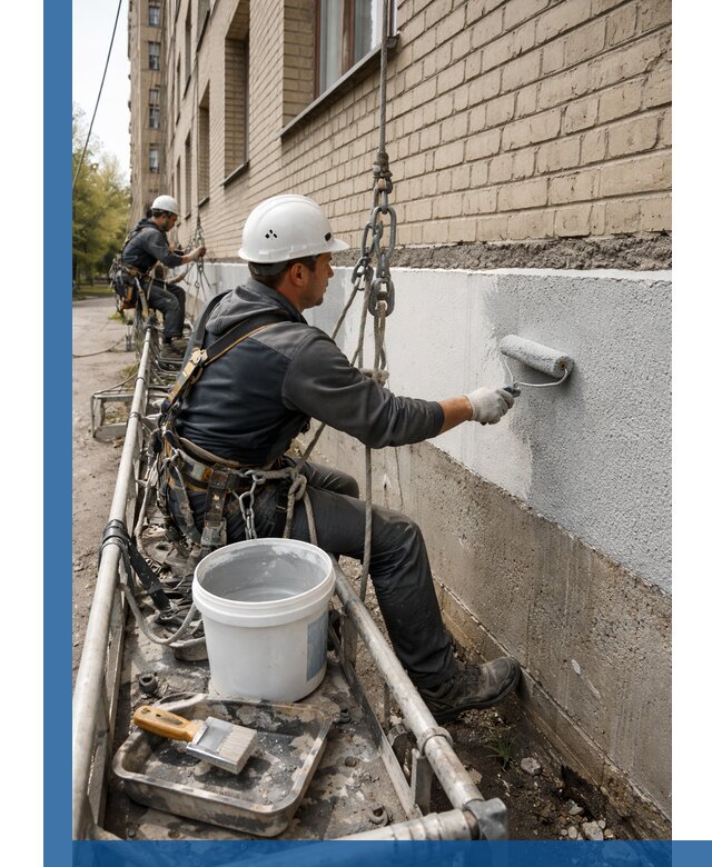 Окраска цоколя здания в Белореченске профессионально и надежно