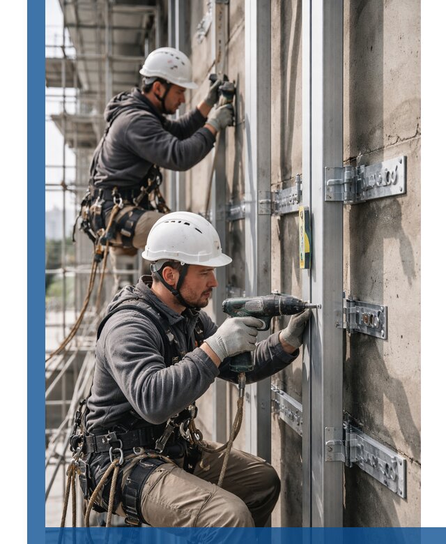 Монтаж и крепление подсистемы вентфасада в Белореченске