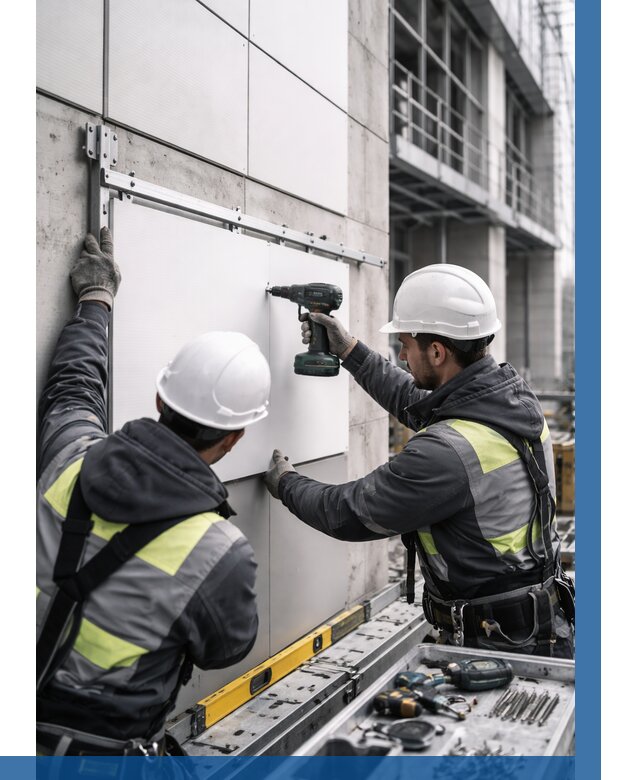 Монтаж композитных панелей фасада в Белореченске от 2536 р. | ВЫСОТНИК-Блч