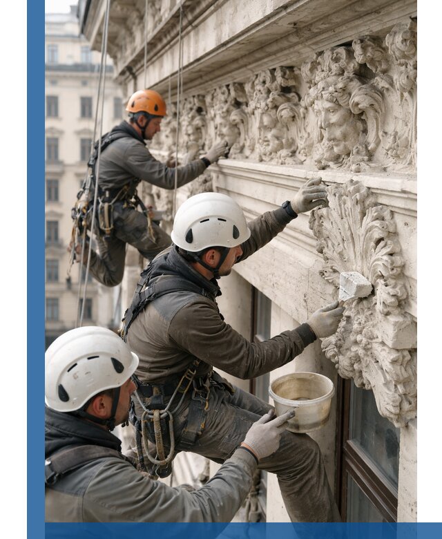 Реставрация фасадной лепнины с высотными работами в Белореченске