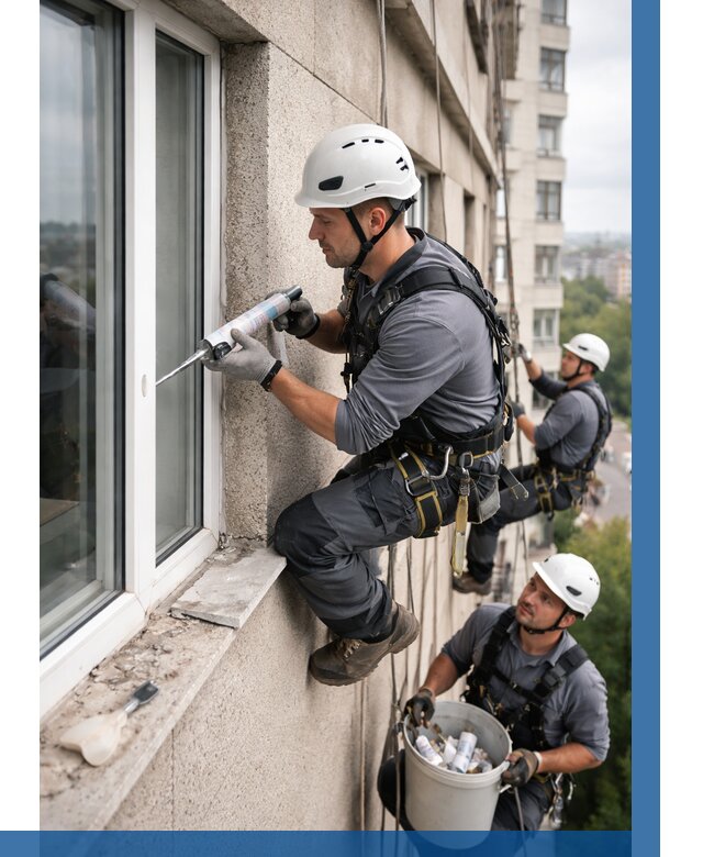 Герметизация оконных швов снаружи в Белореченске от 1522 р. | ВЫСОТНИК-Блч