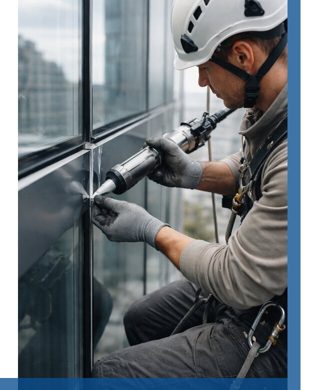 Герметизация стыков витража в Белореченске от 1217 р. | ВЫСОТНИК-Блч