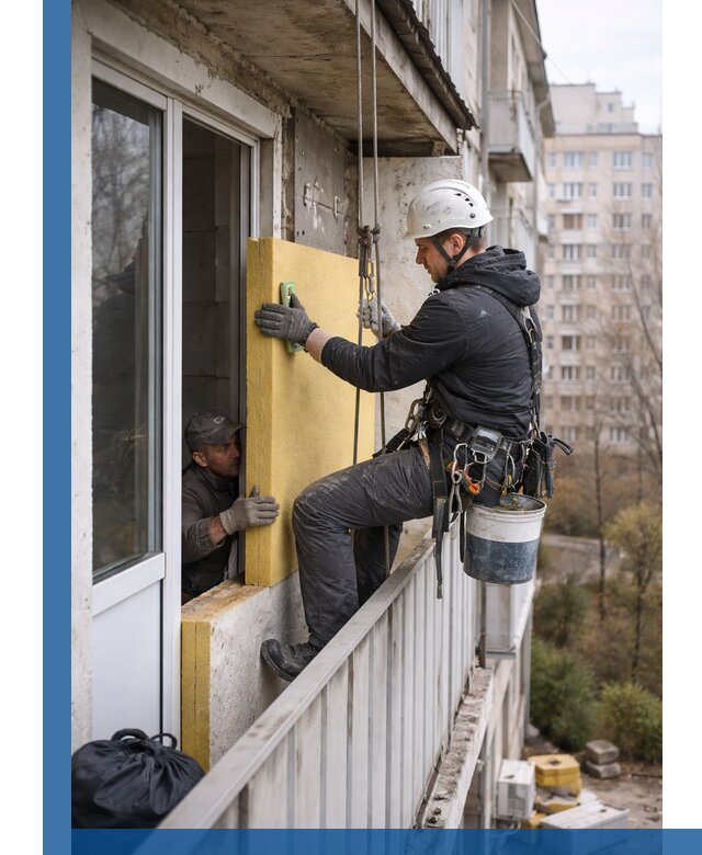 Профессиональное утепление балкона снаружи в Белореченске под ключ