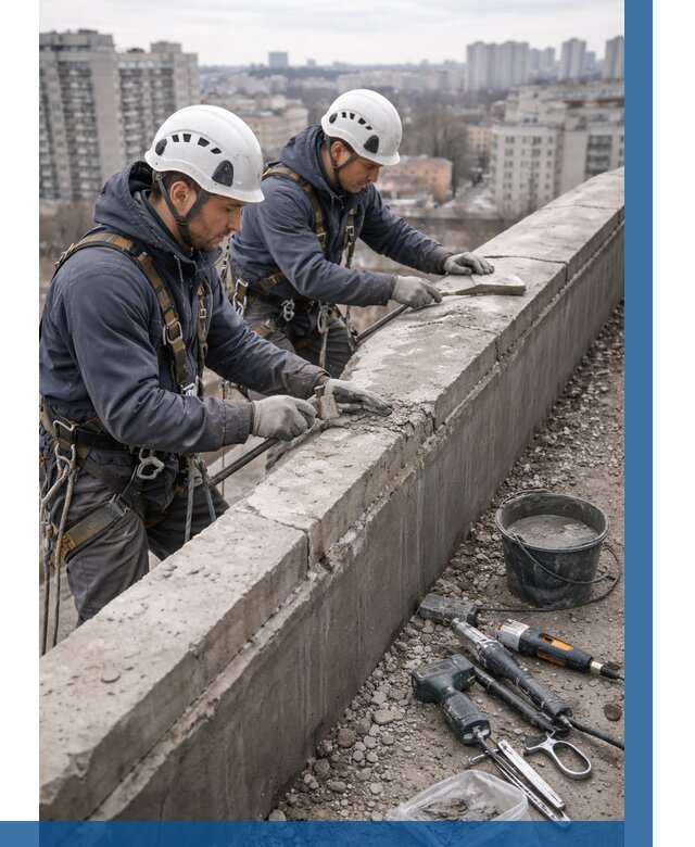 Ремонт парапета на кровле в Белореченске от 1522 р. | ВЫСОТНИК-Блч