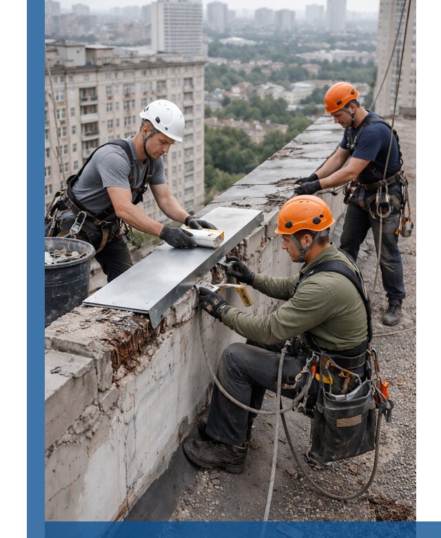 Ремонт парапета на кровле в Белореченске, высотные работы с гарантией