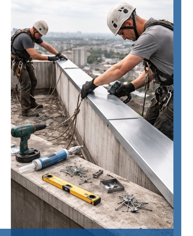 Монтаж парапетных крышек в Белореченске от 812 р. | ВЫСОТНИК-Блч