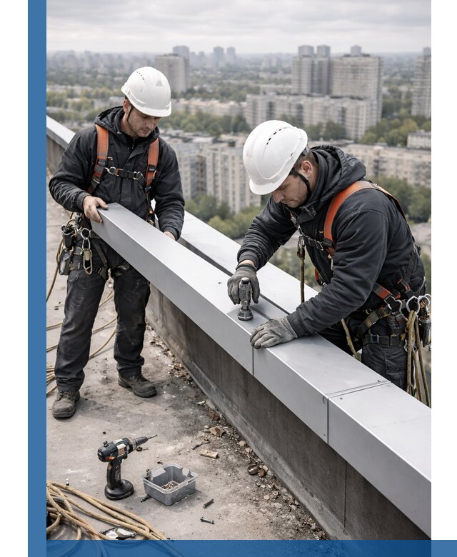 Монтаж парапетных крышек и ограждений кровли в Белореченске