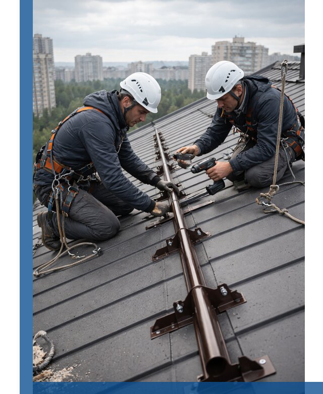 Монтаж снегозадержателей на кровле зданий в Белореченске под ключ