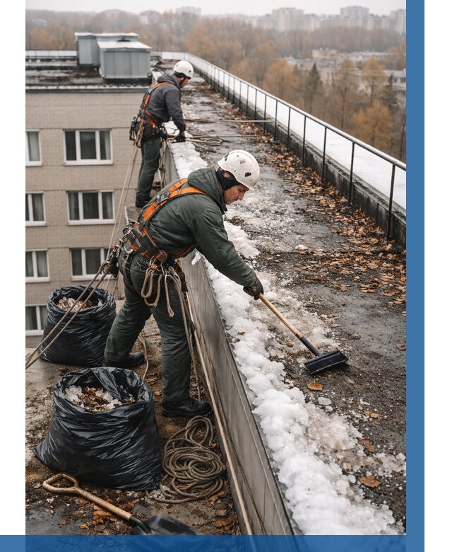 Очистка кровли по периметру в Белореченске от 558 р. | ВЫСОТНИК-Блч