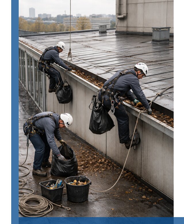 Очистка кровли по периметру в Белореченске силами промышленных альпинистов