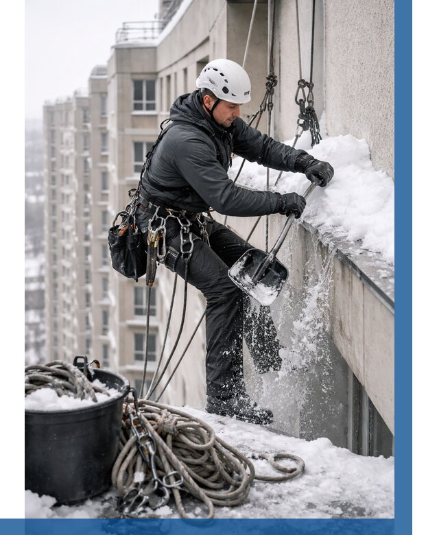 Очистка карнизов от снега в Белореченске от 304 р. | ВЫСОТНИК-Блч