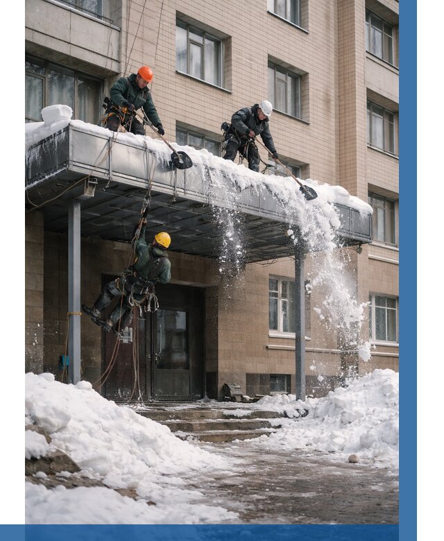 Очистка козырьков от снега в Белореченске от 3550 р. | ВЫСОТНИК-Блч