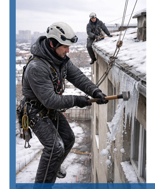 Сбивание и удаление сосулек с крыши в Белореченске безопасно