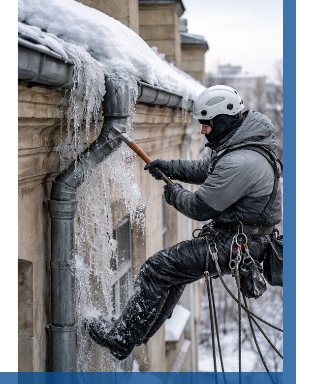 Очистка водостоков от льда в Белореченске от 3550 р. | ВЫСОТНИК-Блч
