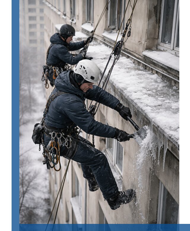 Удаление наледи и сосулек с карнизов в Белореченске профессионально
