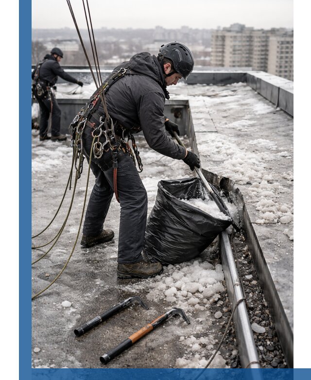 Аварийная очистка кровли в Белореченске от промальпинистов