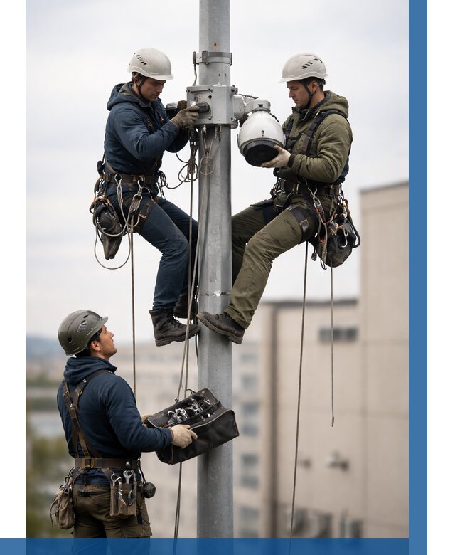 Установка видеокамер на мачте в Белореченске от 8622 р. | ВЫСОТНИК-Блч