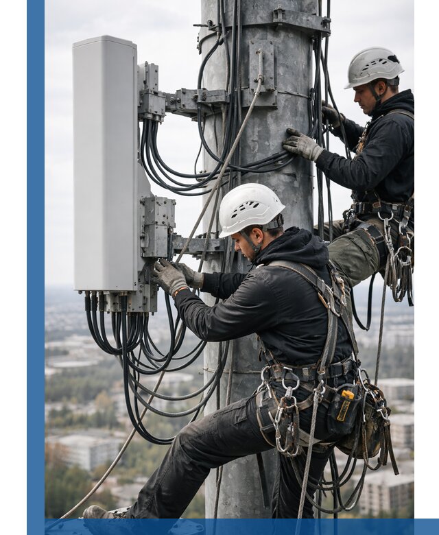 Монтаж оборудования связи на мачте в Белореченске с пусконаладкой