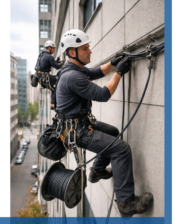 Прокладка кабеля по фасаду в Белореченске от 355 р. | ВЫСОТНИК-Блч