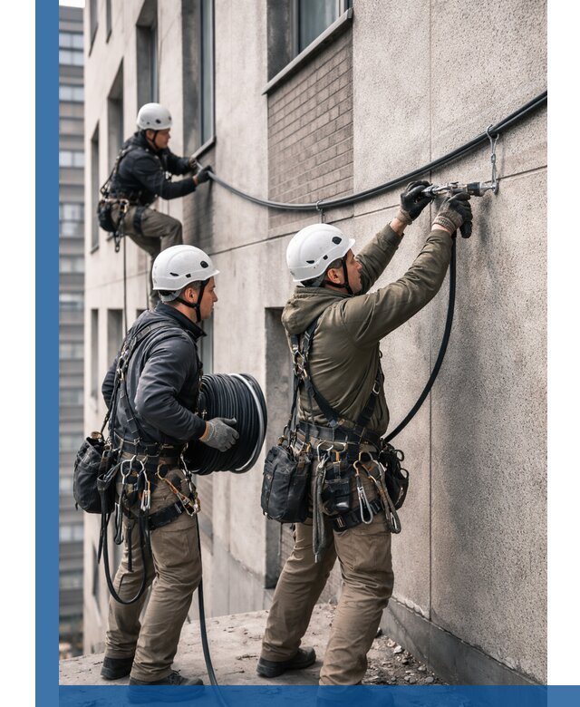 Прокладка кабеля по фасаду в Белореченске, профессиональный монтаж