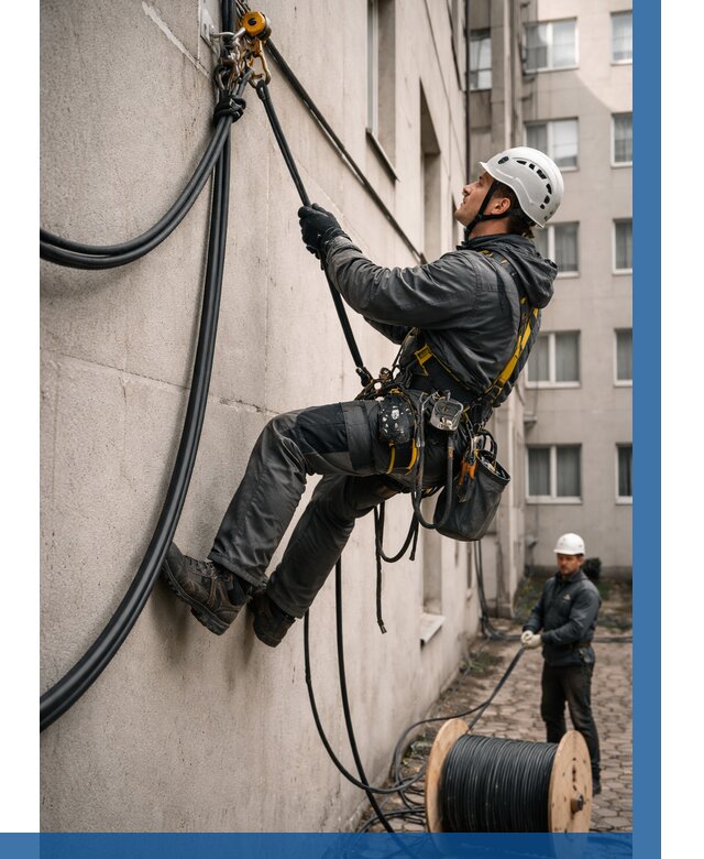 Протяжка кабеля питания на высоте в Белореченске от 456 р. | ВЫСОТНИК-Блч