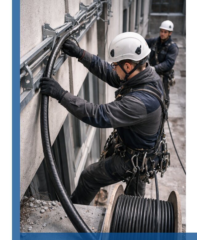 Протяжка кабеля питания на высоте в Белореченске с гарантией безопасности и качества