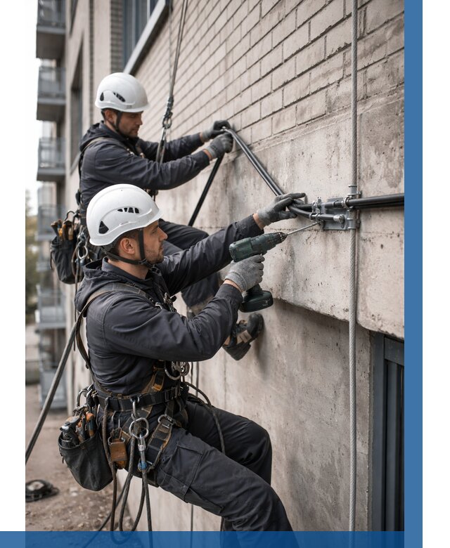 Крепление кабеля на фасаде в Белореченске от 355 р. | ВЫСОТНИК-Блч