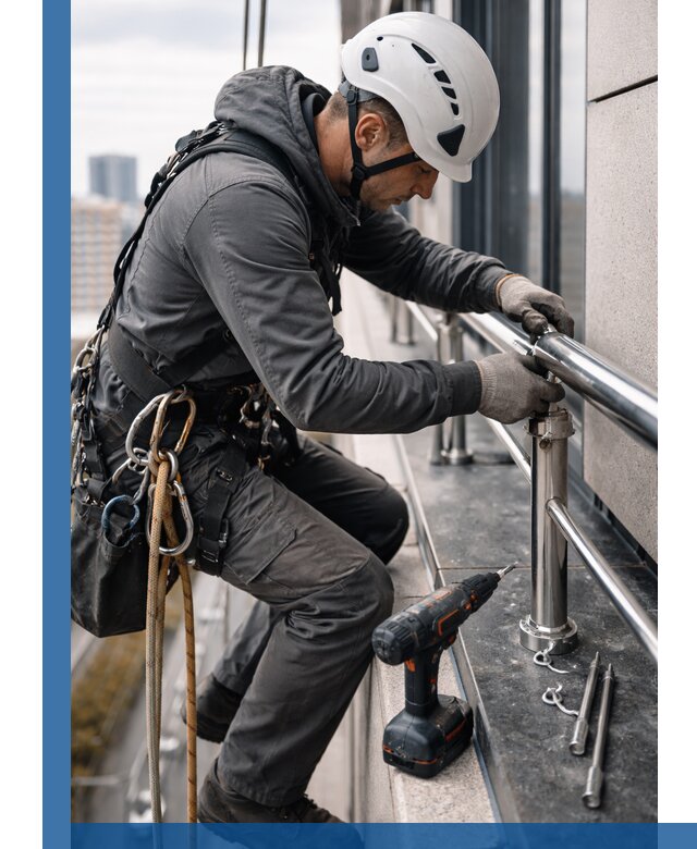 Монтаж ограждений на высоте в Белореченске для зданий и конструкций