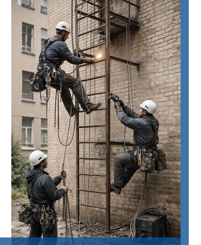 Ремонт пожарной лестницы в Белореченске от 7608 р. | ВЫСОТНИК-Блч