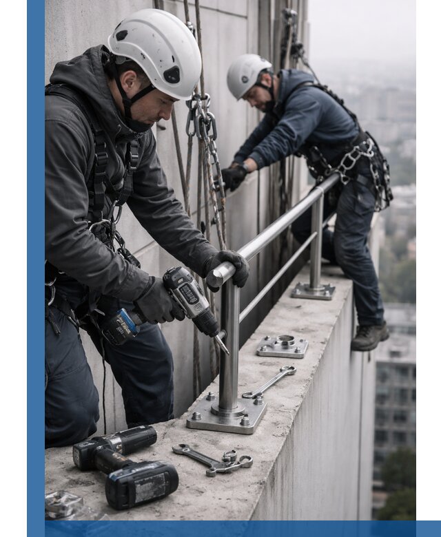 Монтаж перил на высоте в Белореченске для жилых и промобъектов