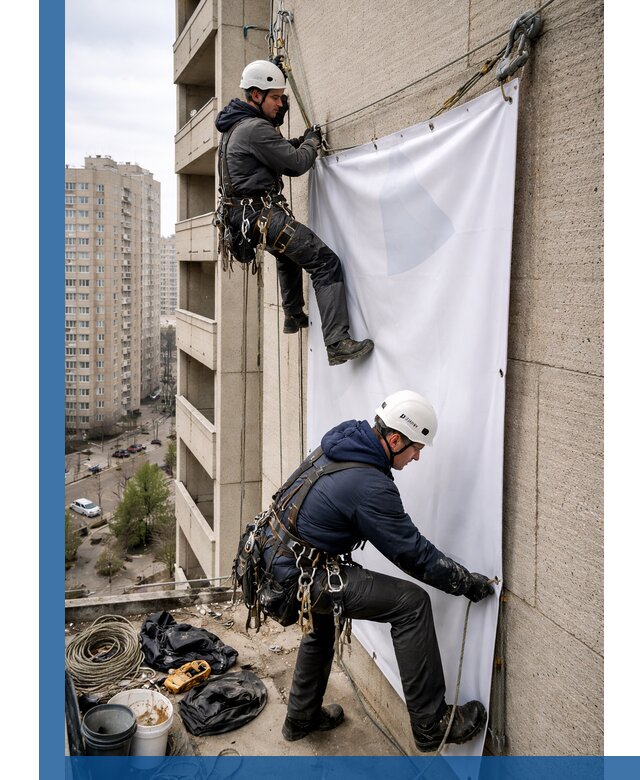Профессиональный монтаж баннеров на фасаде в Белореченске