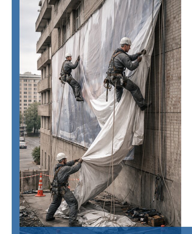 Демонтаж баннеров с фасада в Белореченске оперативно и безопасно