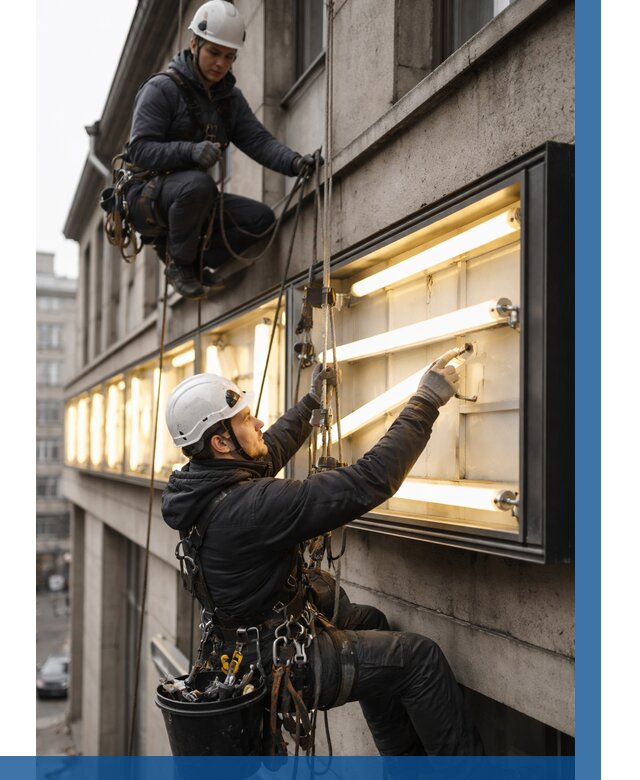 Замена ламп в вывеске в Белореченске под ключ от 3550 р. | ВЫСОТНИК-Блч