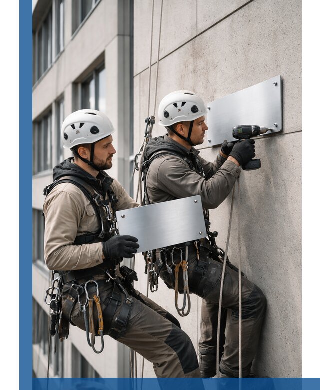 Монтаж табличек и указателей в Белореченске для зданий и сооружений