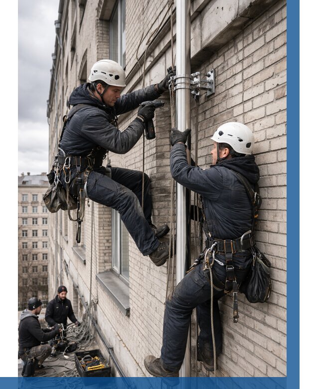 Монтаж флагштока на здании в Белореченске от 6594 р. | ВЫСОТНИК-Блч