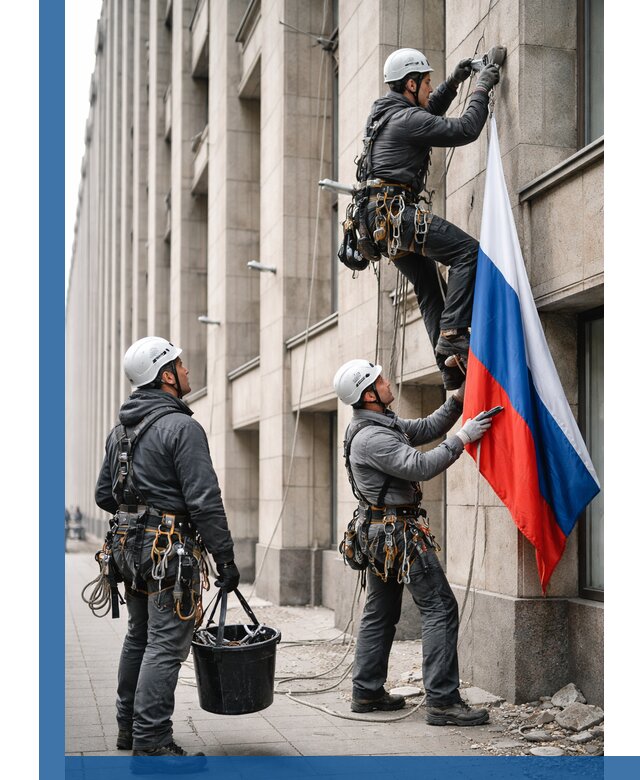 Профессиональная установка флагов на фасаде в Белореченске