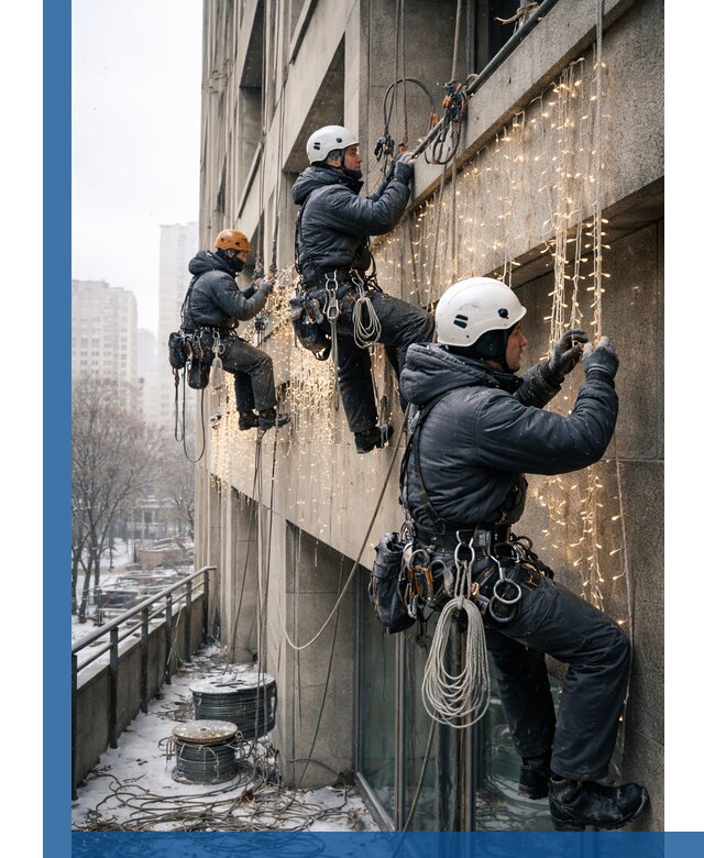 Монтаж новогодней иллюминации и украшение фасадов в Белореченске