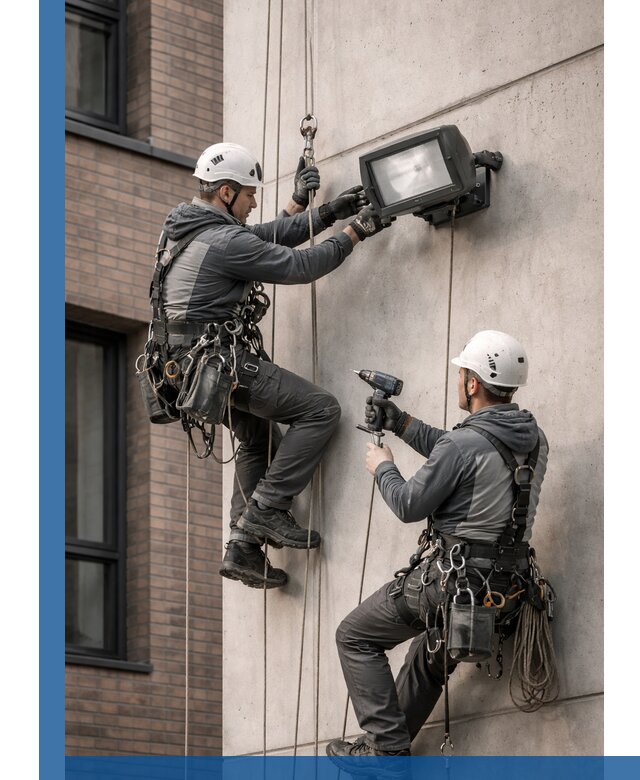 Профессиональный монтаж фасадных прожекторов в Белореченске под ключ