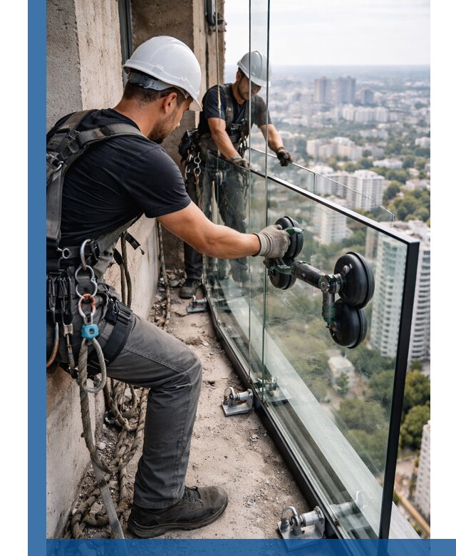 Монтаж стеклянных ограждений под ключ с гарантией в Белореченске